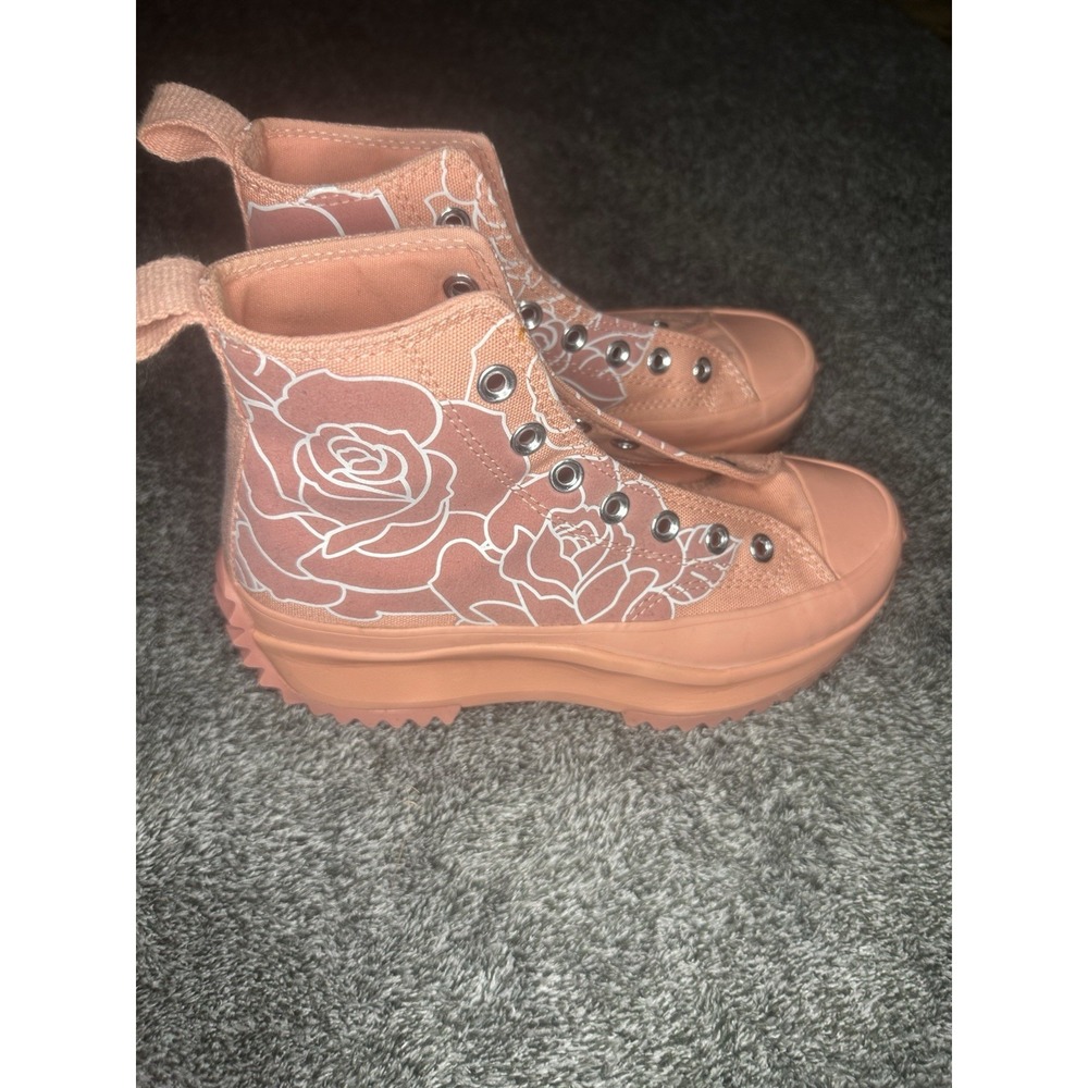 Converse Run Star Hike Floral Platform Womens 6.5 Peach A00578C No Laces